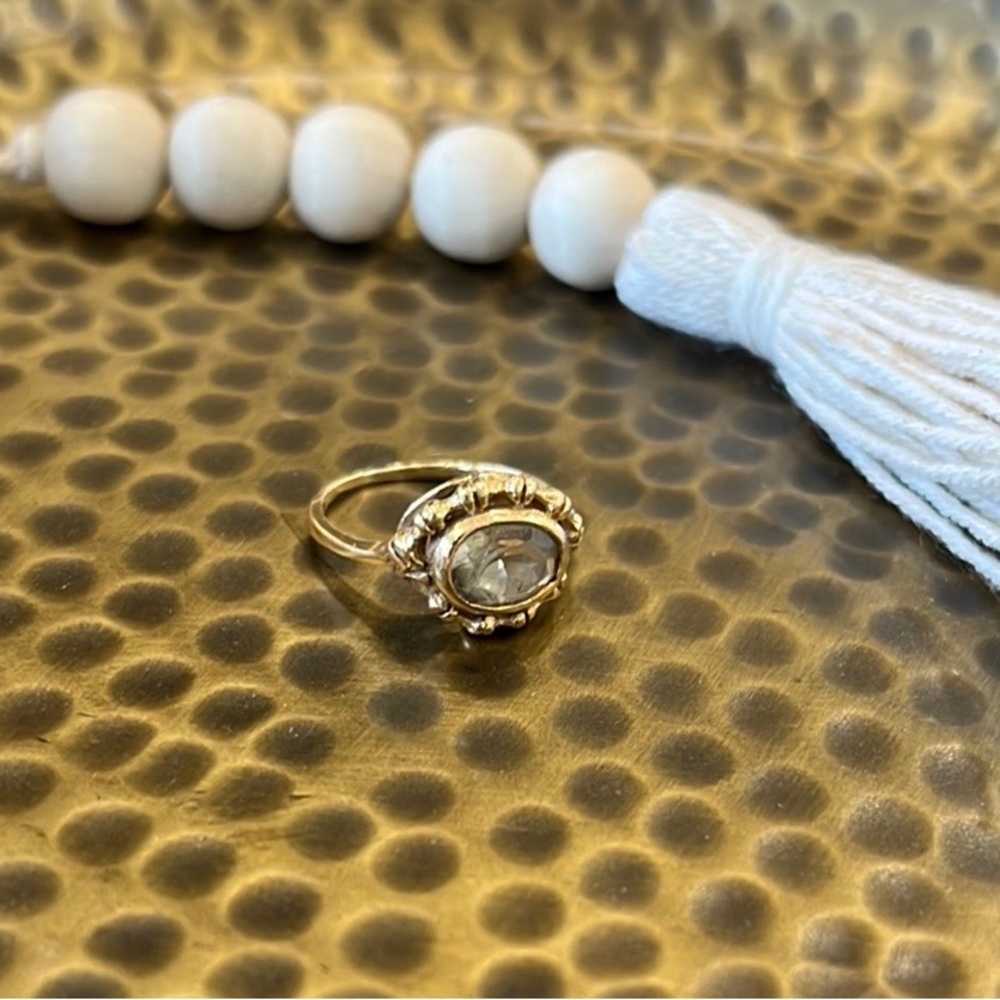 Gold-plated ring with clear stone